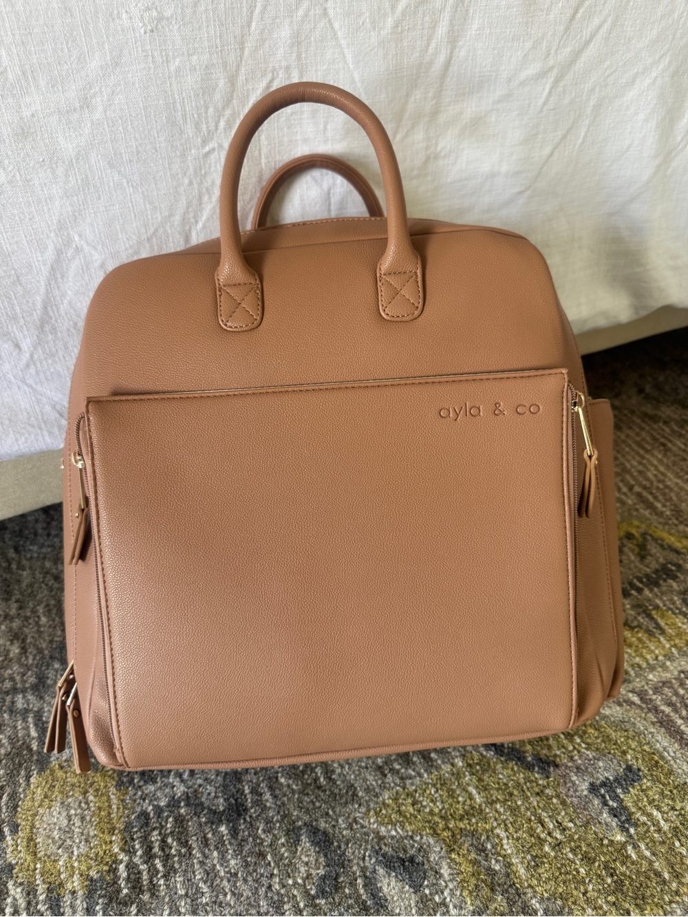 Ayla & Co the ayla diaper bag vegan leather backpack in caffe - Picture 3 of 9
